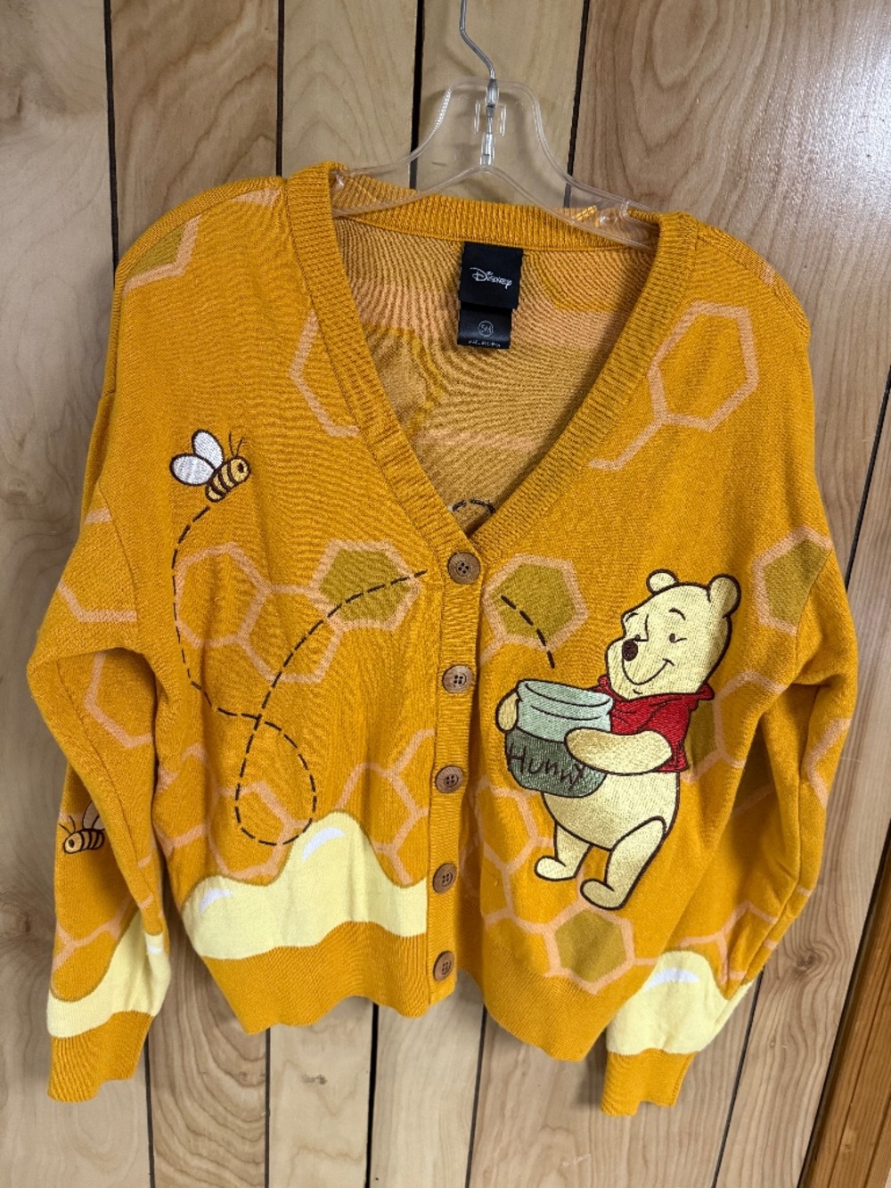 Disney Winnie the Pooh Boxlunch Exclusive Cardigan Womens Yellow Embroidered S